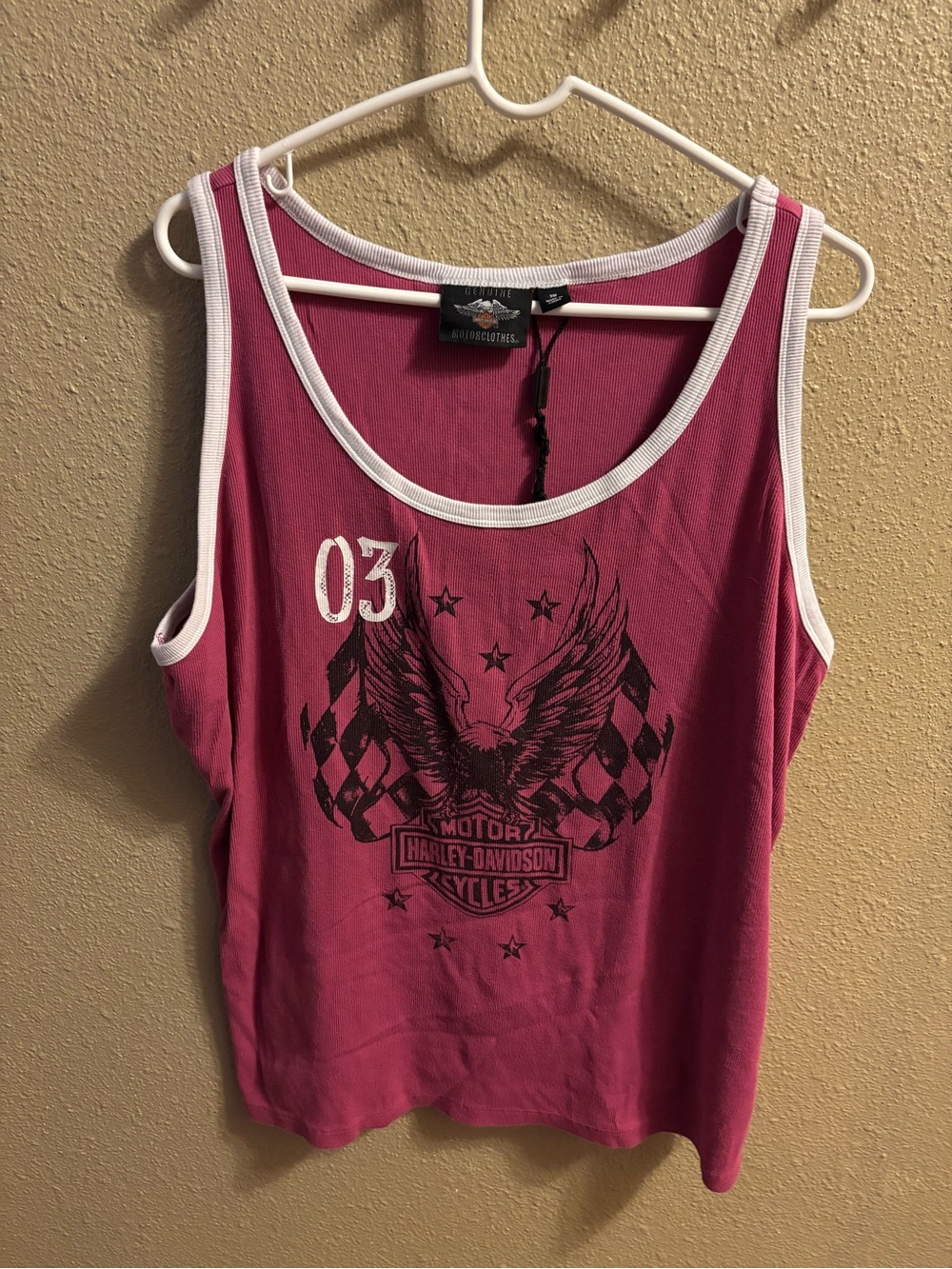 Harley‑Davidson Magenta Racerback Tank with Black Graphic